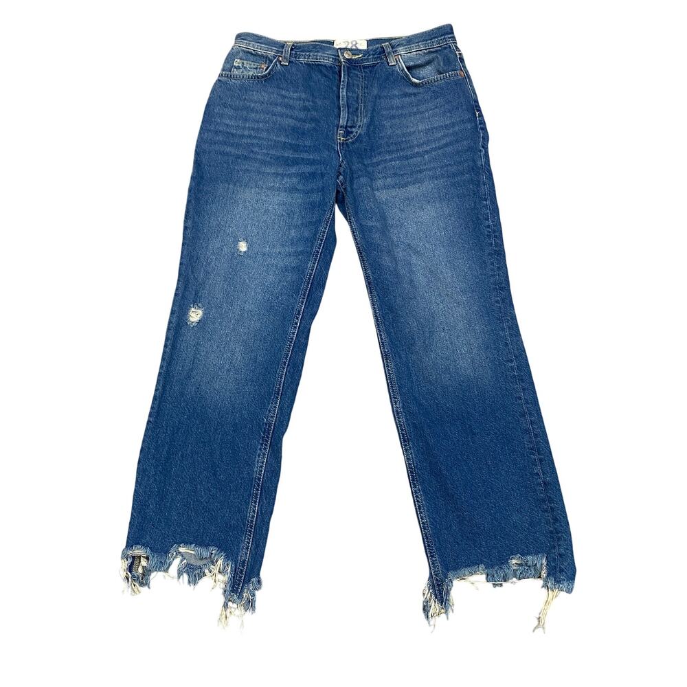 We the Free Free People Maggie Straight Raw Hem Jeans Women's 28 Indie Boho